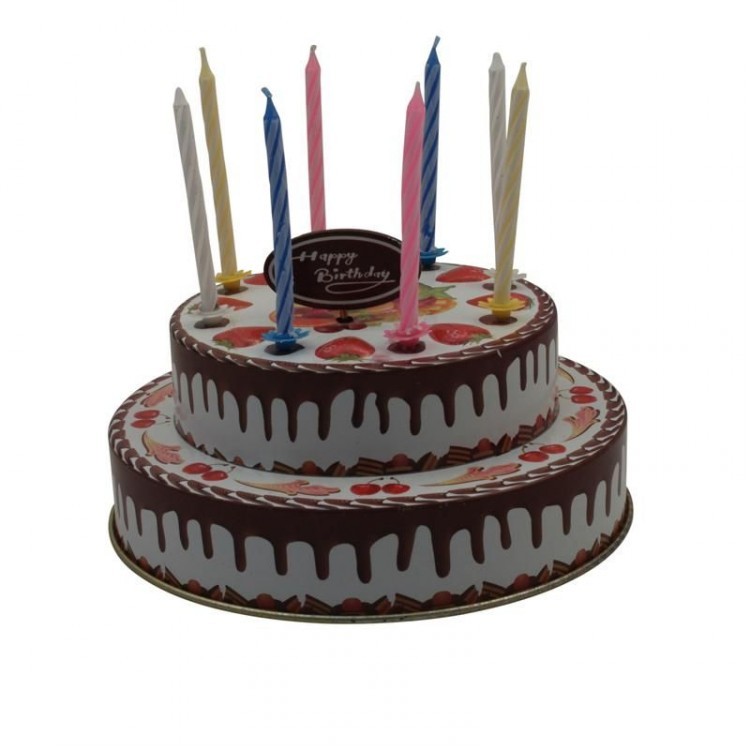 Blechspielzeug Geburtstagstorte aus Blech mit Kerzen und Melodie